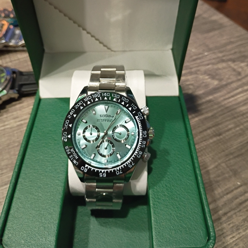 Automatic Watch with Silver and Black Bezel